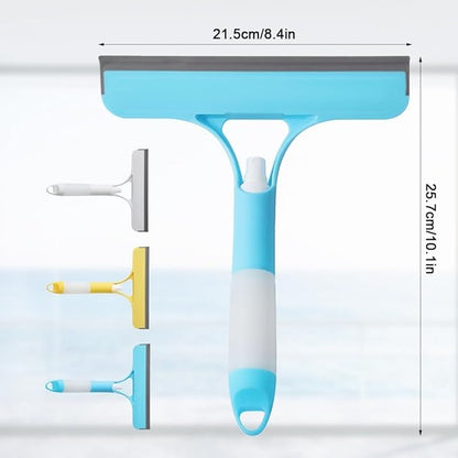 3 in 1 Window Cleaner Tool with Built-in Spray Bottle, Squeegee and Brush - 2026 New for Shower Glass, Mirrors, Car Windows (Blue)