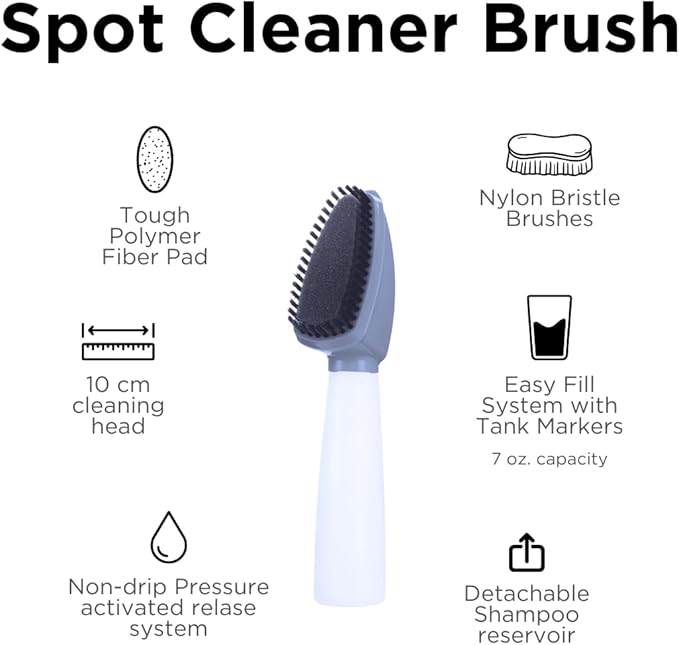 Carpet Cleaning Kit - Compact Upright Shampooer, Stain Remover Brush, and Liquid Cleaning Solution, For Rugs, Carpets, Car Interior, Mats, and Upholstery