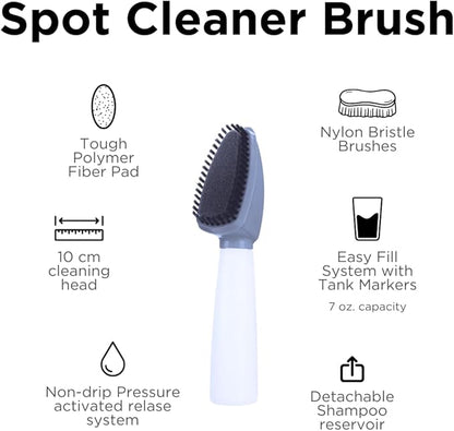 Carpet Cleaning Kit - Compact Upright Shampooer, Stain Remover Brush, and Liquid Cleaning Solution, For Rugs, Carpets, Car Interior, Mats, and Upholstery