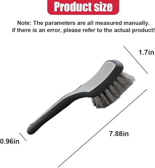Tire & Wheel Brush for Car Rims - Short Handle Stiff Bristle Auto Detailing Scrub Brush | No Scratch Car Wash Brush Cleaning Tool for Tires, Wheels, Rims, Floor Mats, Carpet, Cars, Home(Gray)
