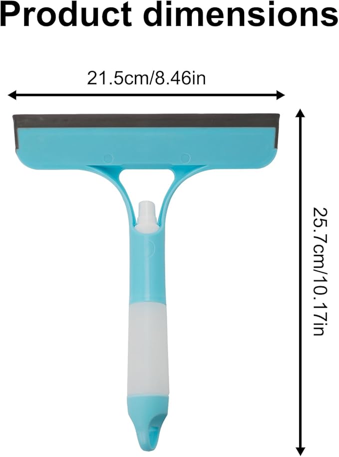 3-in-1 Spray Window Squeegee Cleaner, Window Squeegee with Spray Bottle, Blue Glass Cleaning Tool for Shower Door, Mirrors, Car Windows, Windshield & Home Glass Surfaces