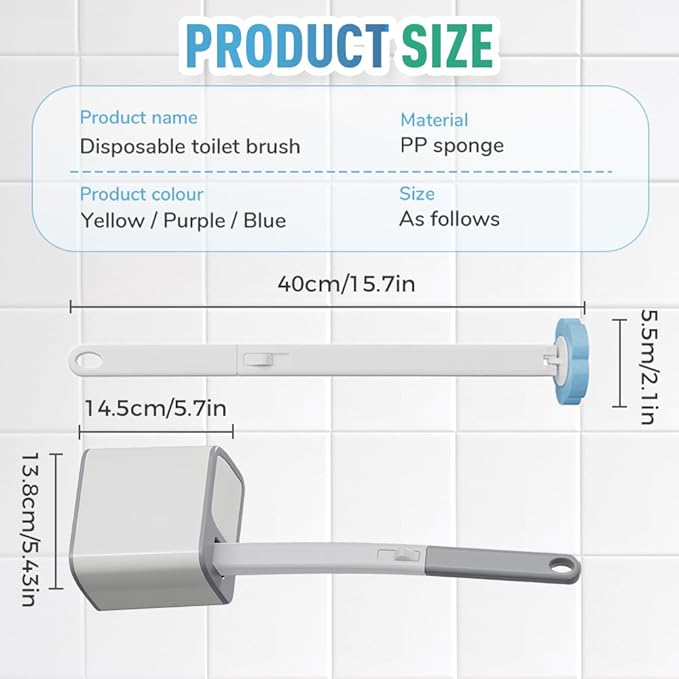 Disposable Toilet Cleaning System: Toilet Brush & Holder Kit with 18PCS Pre-Soaked Cleaner Wall-Mount Scrubbing Toilet Brush Bathroom Cleaning Kit (White)