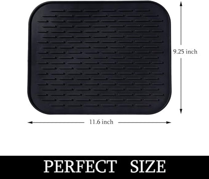 Small Dish Drying Mat, Silicone Dish Mats for Kitchen Countertop, 11.5"x9.1", for Rack Over the Sink, Pots, Pans, Glassware, Silverware, Stemware, Car Center Cap, Dishwasher safe, Reusable