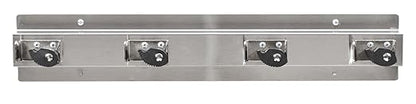 Ex-Cell Kaiser 333-4 SS Stainless Steel Mop and Broom Holder with 4 Rubber Cams, 24" Width x 3" Depth x 4" Height