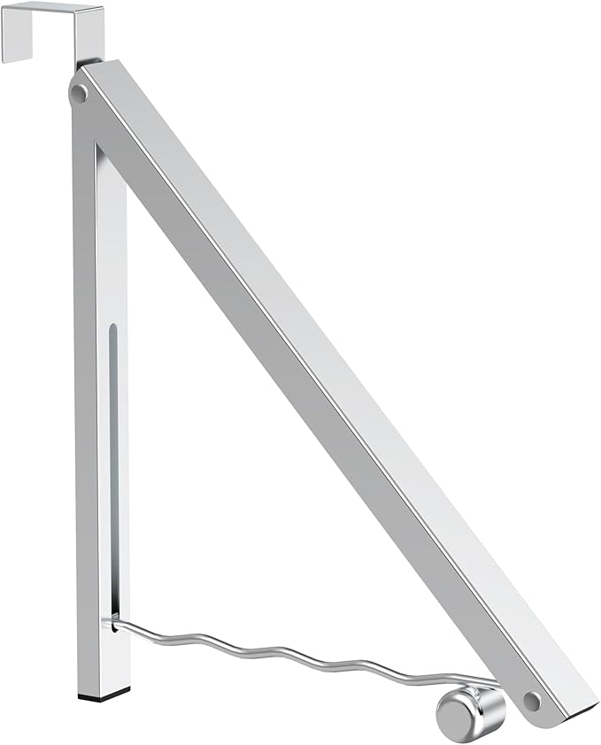 Hleelomi Clothes Drying Rack for Laundry Room Organization,Foldable Over The Door Drying Racks for Saving Space Silver 1 Pack
