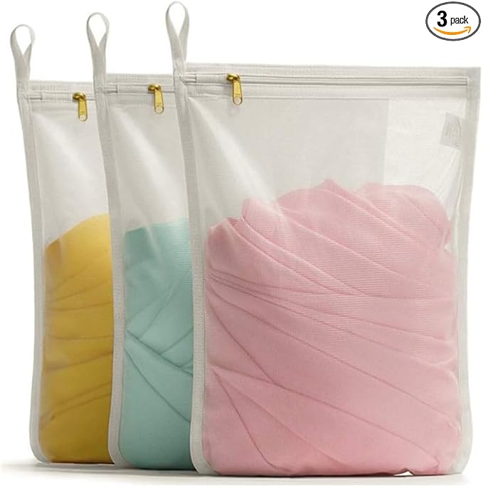 Muka 3 Pcs Mesh Laundry Bag for Delicates, with Metal Zipper, with Hanging Loop-S