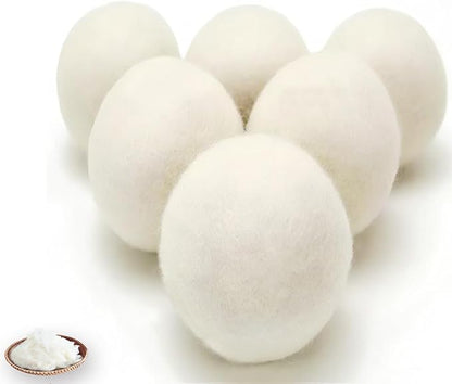 Wool Dryer Balls - Laundry Balls - Natural Fabric Softener, Alternative to Dryer Sheets, Liquid Softeners and Plastic Balls, 6-Pack, Plus Free 10g Lamb Wool for Stuffing