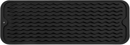 MicoYang Silicone Dish Drying Mat for Multiple Usage,Easy clean,Eco-friendly,Heat-resistant Silicone Mat for Kitchen Counter,Sink,Bar,Bottle,or Cup Black M 17 inches x 6 inches