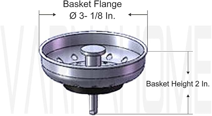 Kitchen Drop-in Post Basket Strainer Replacement for US Standard Drains (3-1/2"), Premium 304 Stainless Steel Body W/Rubber Stopper 1 Pack