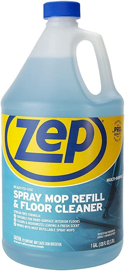 Zep Spray Mop Refill and Floor Cleaner - 1 Gallon (Case of 4) ZUMSF128 - Professional Grade Versatile Multi Surface Fresh Scent Floor Cleaner and Deodorizer