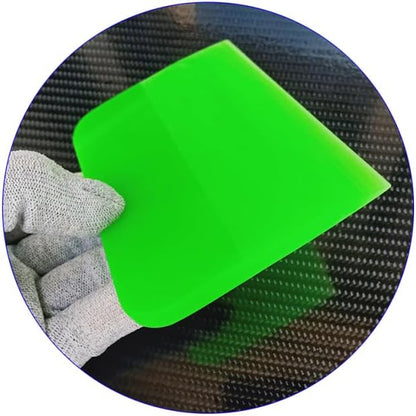 4 Inch PPF Squeegee Vinyl Wrap Tool Anti-Scratch Rubber Scraper Soft TPU Window Tint Tool for Paint Protection Film (Green Square)