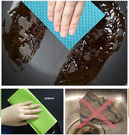 Reusable Cleaning Cellulose Sponge Cloths Absorbent Wipes Clean Kitchen Car Dish Eco-Friendly Dishcloth Hand Towel Auto - 1pack (5pcs) - Non Vacuum