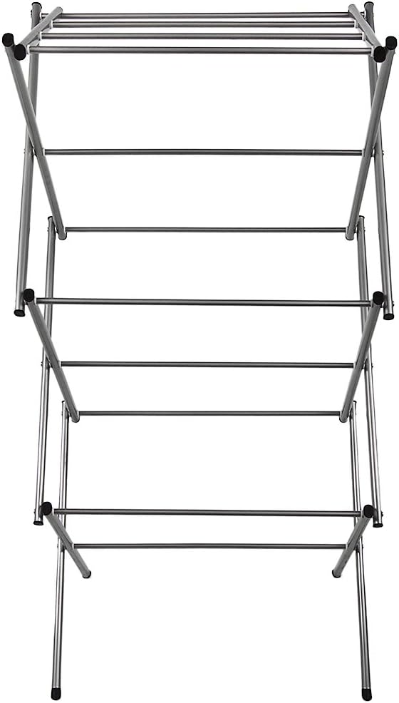 Home Vida Accordion Drying Rack – 3-Tier X-Frame Clothes Airer with Foldable Metal Design, Indoor/Outdoor Use, Silver
