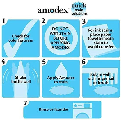 Amodex Ink & Stain Remover for Clothes, Leather and Skin - Removes Ink, Ballpoint, Sharpie, Grease and More, Works on Set-in Stains, Gentle but Powerful, 4oz/120ml Bottle (Pack of 3)