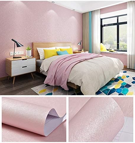 Cohoo Home Silk Pink Wallpaper Peel and Stick Contact Paper Pink Textured Silk Wallpaper for Bedroom Self Adhesive Removable Wall Sticky Paper Girls Room Drawer Liner Waterproof 15.7inW 393inL