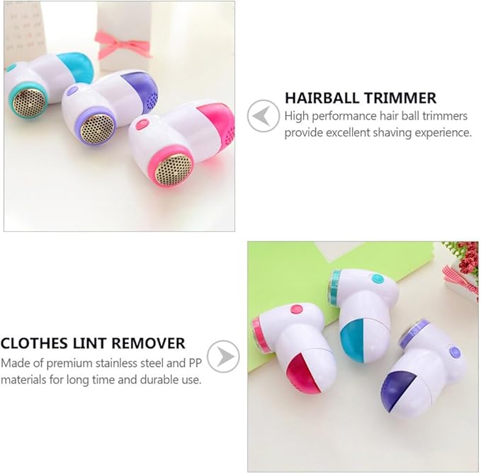 Hemoton Mini Clothes Lint Remover Shaver 3 Pack Portable Fabric Hair Ball Trimmers for Sweaters Jackets Pills Fuzz Removal 3.93X2.95X1.96In