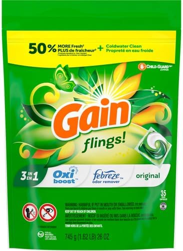 Gain Flings Laundry Detergent Pacs, Original, 35 Count (Packaging May Vary)