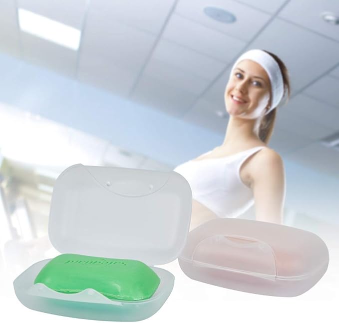 Soap Box Holder, 2-Pack Soap Dish Soap Savers Case Container for Bathroom Camping Gym Vonpri (Clear)