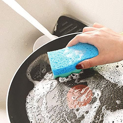 SCRUBIT Multi-Use Scrub Sponge – Non-Scratch Kitchen Sponges for Dishes, Pots & Pans - Heavy Duty & Odor-Free Rippled Scrubbing Pad, Designed for Tough Cleaning Jobs, 6 Count