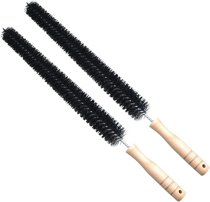 2 Pack Radiator Brush, Dryer Cleaner Vent Brush, 40 cm Long Flexible Pipe Refrigerator Coil Brush, Vent Cleaner Brushes with Wooden Handle for Refrigerators, Baseboards(Black)