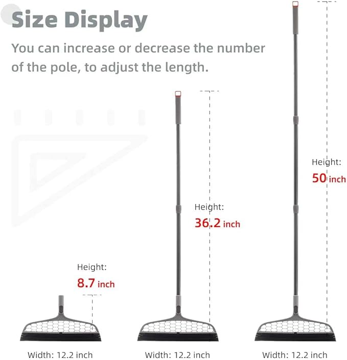 Upgraded Magic Broom, 4 in 1 Sweeper Pet Hair Remover with a Mini Squeegee, Easily Cleans The Floor Surface & Remove Dirt and Hair, for Kitchen Bathroom Cleaning Tools