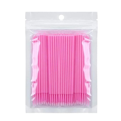 300 PCS Eyelash Extension Supplies Kit Disposable Micro Brush Eyebrow Lash Spoolies Lip Stick Brush Mascara Wand Applicator Makeup Brush Tool (Pink Sets)