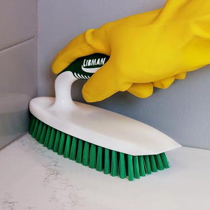 Libman Easy Grip Scrub Brush | Cleaning Brush | Bathroom Scrubber | Carpet Brush | Scrub Brushes for Cleaning | Scraper Edge | Mulit-Purpose Scrub Brush | Stiff Fibers | No-Slip Grip