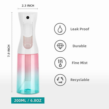 Spray Bottle for Hair (6.8OZ /200ML) Continuous Ultra Fine Mist Sprayer for Hair, Salons, Barber, Plants, Skin Care, Cleaning 2 Pack GRADIENT PINK BLUE