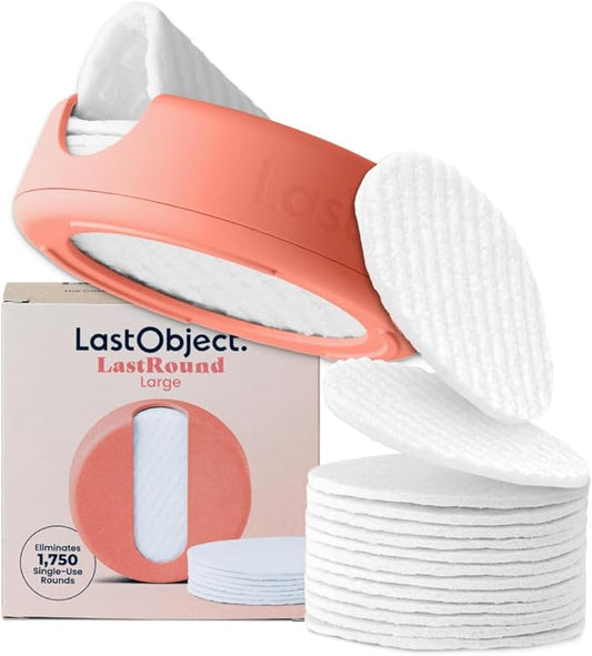 LastRound Reusable Makeup Remover Pads - 7 Washable Eco-Friendly Reusable Cotton Rounds for Face - Sustainable & Soft Cotton Face Pads for Facial Cleansing & Eye Makeup Removal - Travel Storage Case