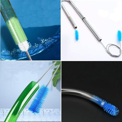Flexible Sewer Brush, 61-Inch Long Dual Head Hose and Crevice Brush, and 3-Pack 7.8-Inch Straw Cleaning Brushes