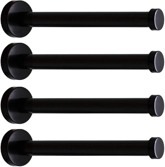 Classic Black Stainless Steel Heavy Duty Wall Mount Hooks, Bath Towel Hooks, Coat Hanger, Handbag Hooks, 4 in Pack (8")