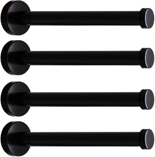 Classic Black Stainless Steel Heavy Duty Wall Mount Hooks, Bath Towel Hooks, Coat Hanger, Handbag Hooks, 4 in Pack (8")