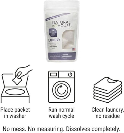 Natural House Laundry Pods - Probiotic Detergent with Oxygen Boost - Plant-Based - Septic Safe - Fragrance Free - 120 Count