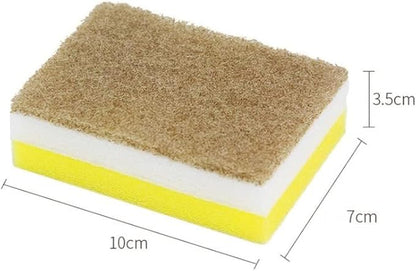 5 Pcs Heavy Duty Scrub Sponges,Dual-Sided Dishwashing Sponge for Kitchen,Multi-Use Deep Cleaning Scrub Sponge (Brown White and Yellow)