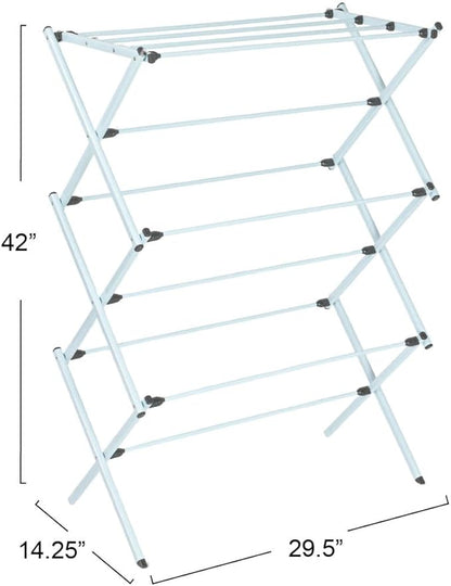 Household Essentials Folding Clothes Drying Rack with Strong Steel Frame and 11 Coated Dowels, White