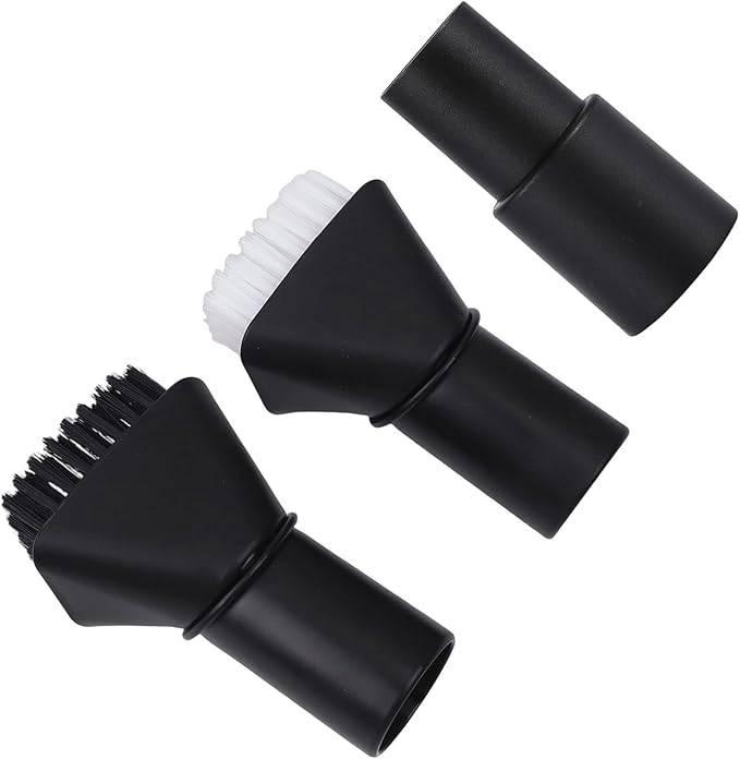 Round Vacuum Brush Set,Vacuum Dust Brush for Karcher WD2 WD3 WD4 WD5 Models, Dual Bristle Suction Brushes for Upholstery Carpet Dashboard Interior Cleaning with 32-35mm Adapter