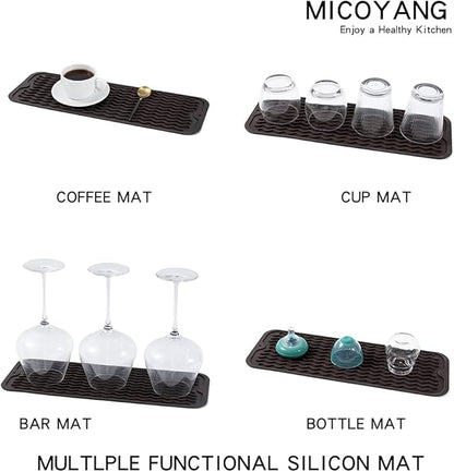 MicoYang Silicone Dish Drying Mat for Multiple Usage,Easy clean,Eco-friendly,Heat-resistant Silicone Mat for Kitchen Counter,Sink,Bar,Bottle,or Cup Coffee M 17 inches x 6 inches