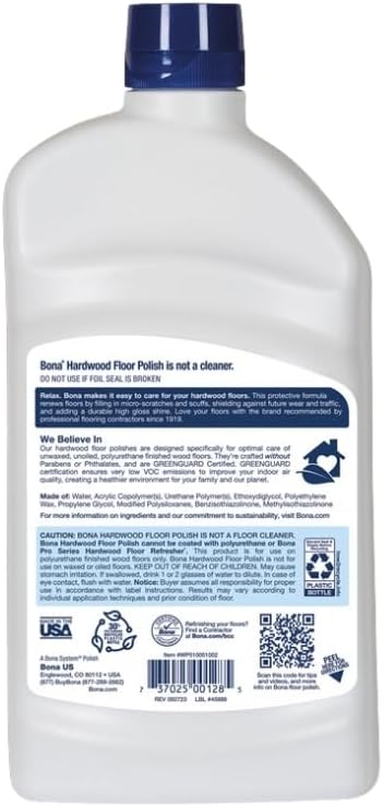 Bona Hardwood Floor Polish Acrylic Base High Gloss 32 oz Bundle with Microfiber Cloth - Wood Floor Polish for Shining and Protecting Floors - Polish for Hard Surface and Hardwood Floors - (3 Items)