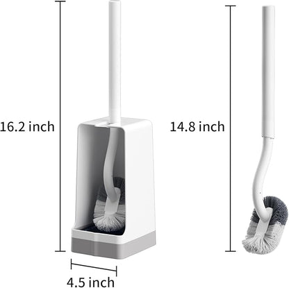Marbarsse Bathroom Toilet Bowl Brush and Holder, Curved Design Dismount Toilet Brush for Deep Cleaning Under Rim, Best Toilet Brush Set, Compact Toilet BowlCleaner Brush for Bathroom, 2 Pack
