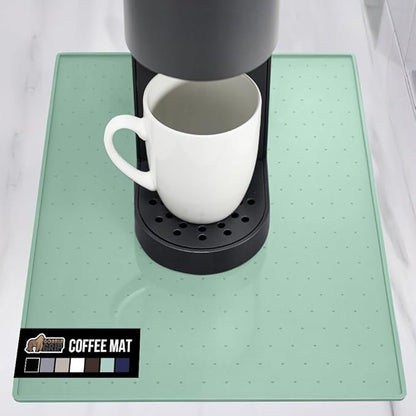 GORILLA GRIP Silicone Coffee Mat, Espresso Machine Bar Accessories, Keep Kitchen Counters Clean, Stays in Place, Waterproof and Heat Resistant Dish Drying Mats, Home Decor Essentials, 10x14, Mint