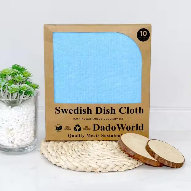 Swedish Dishcloths – 10 Pack Super Absorbent Eco-Friendly Cleaning Cloths | Reusable Biodegradable Kitchen Towels for Dishes, Counters & Household Use