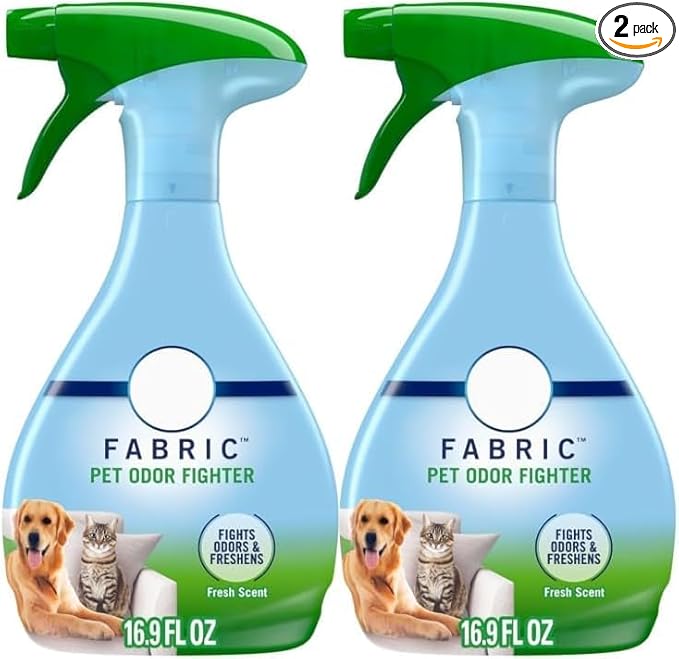 (Pack of 2) Pet Odor Fighter Air Freshener Fabric Spray, Fresh Scent, (16.9 oz x 2 = Total 33.8 oz)