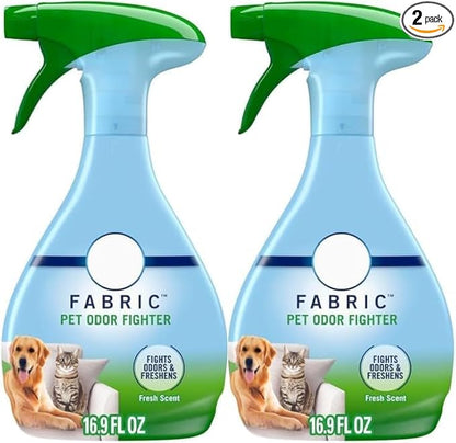 (Pack of 2) Pet Odor Fighter Air Freshener Fabric Spray, Fresh Scent, (16.9 oz x 2 = Total 33.8 oz)
