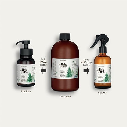 Wild & Pure Sensitive Skin Spray Body Wash (4oz) | Cleanser, Deodorizer, Moisturizer for Face, Hands, Body & Below the Belt | pH-Balanced, Microbiome-Friendly | EcoBalance Refillable Skincare
