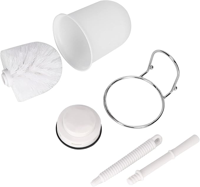 Toilet Brush, Plastic Toilet Brush with Toilet Brush Holder, Quick Dry Toilet Brush Holder, Wall Mount, with Suction Cup, White 33x12x10.2 cm