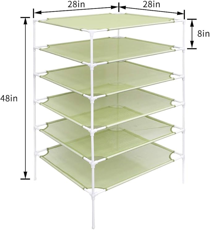 Growsun Sweater Drying Rack 6-Layer Stackable Cloth Mesh Dry Net,Green(Connector Updated)