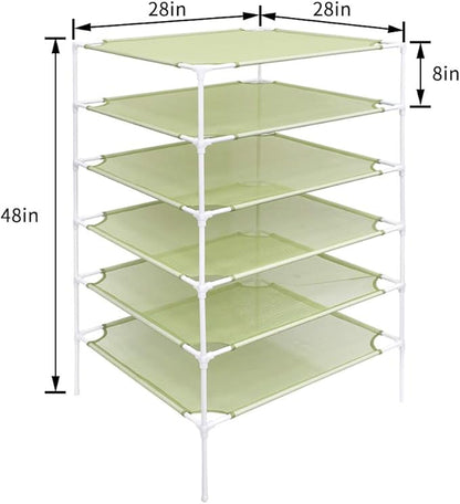 Growsun Sweater Drying Rack 6-Layer Stackable Cloth Mesh Dry Net,Green(Connector Updated)