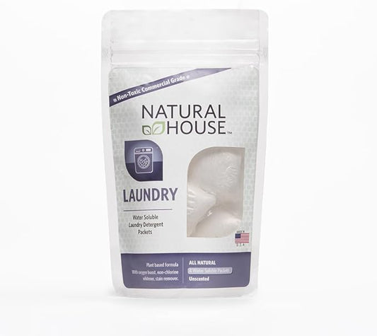 Natural House Laundry Pods - Probiotic Detergent with Oxygen Boost - Plant-Based - Septic Safe - Fragrance Free - 20 Count