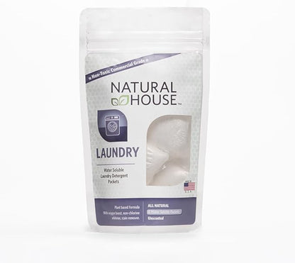 Natural House Laundry Pods - Probiotic Detergent with Oxygen Boost - Plant-Based - Septic Safe - Fragrance Free - 120 Count
