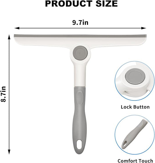 Window Squeegee for Glass Doors，All-Purpose 9.7” Window Cleaning Squeegee, Handheld for Windows, Car Windshields & More，Grey (9.7" Window Squeegee)